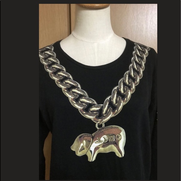 Vivienne Westwood Pig necklace print tee top - Picture 2 of 16